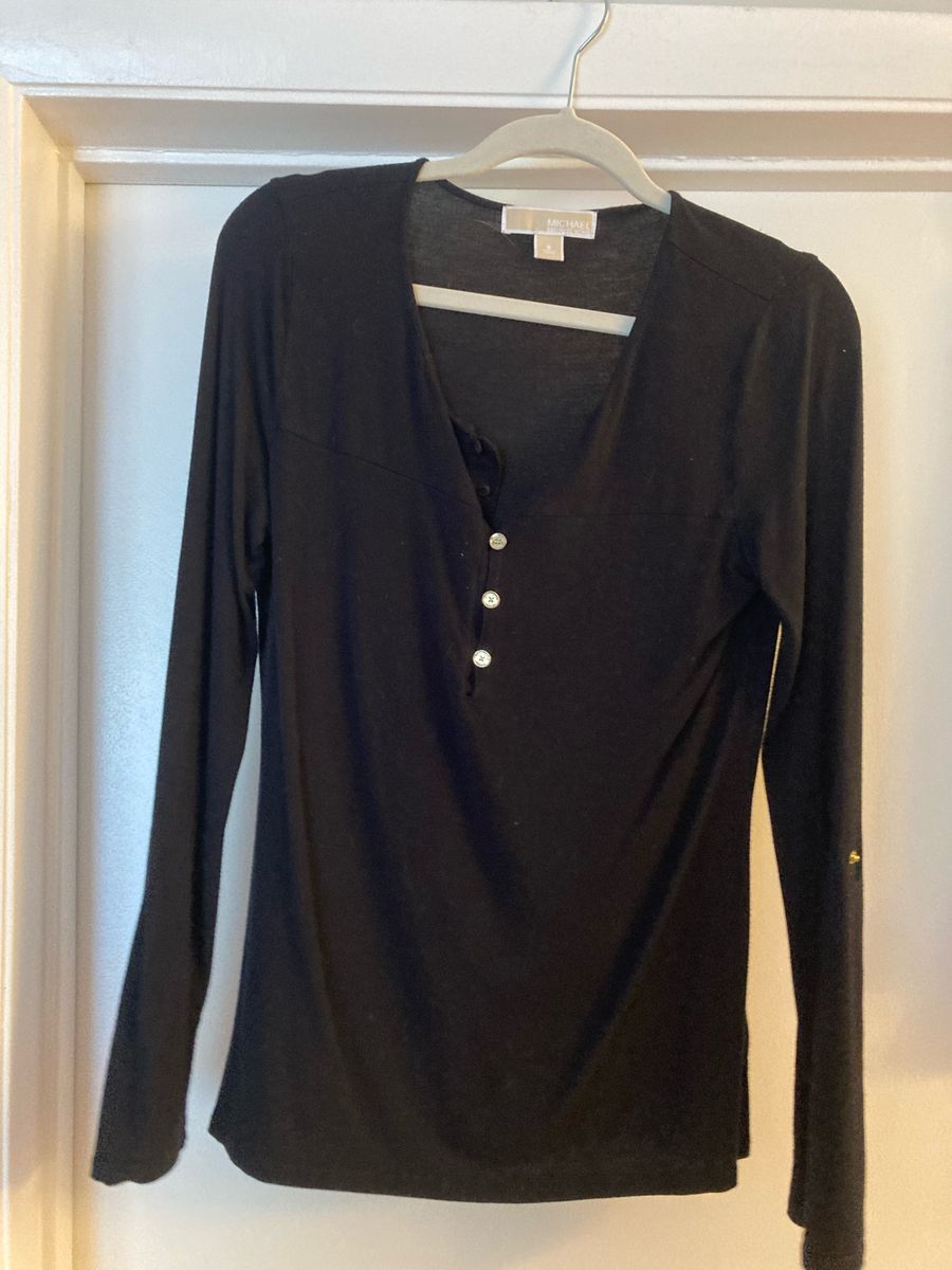 Black blouse gold buttons 